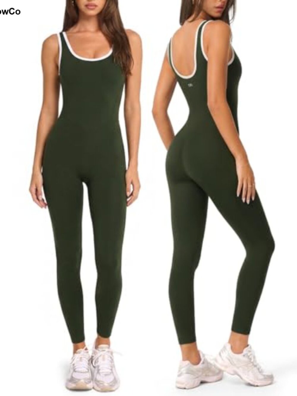 INNO MINT Women's One Piece Workout Jumpsuit Square Neck Full Length